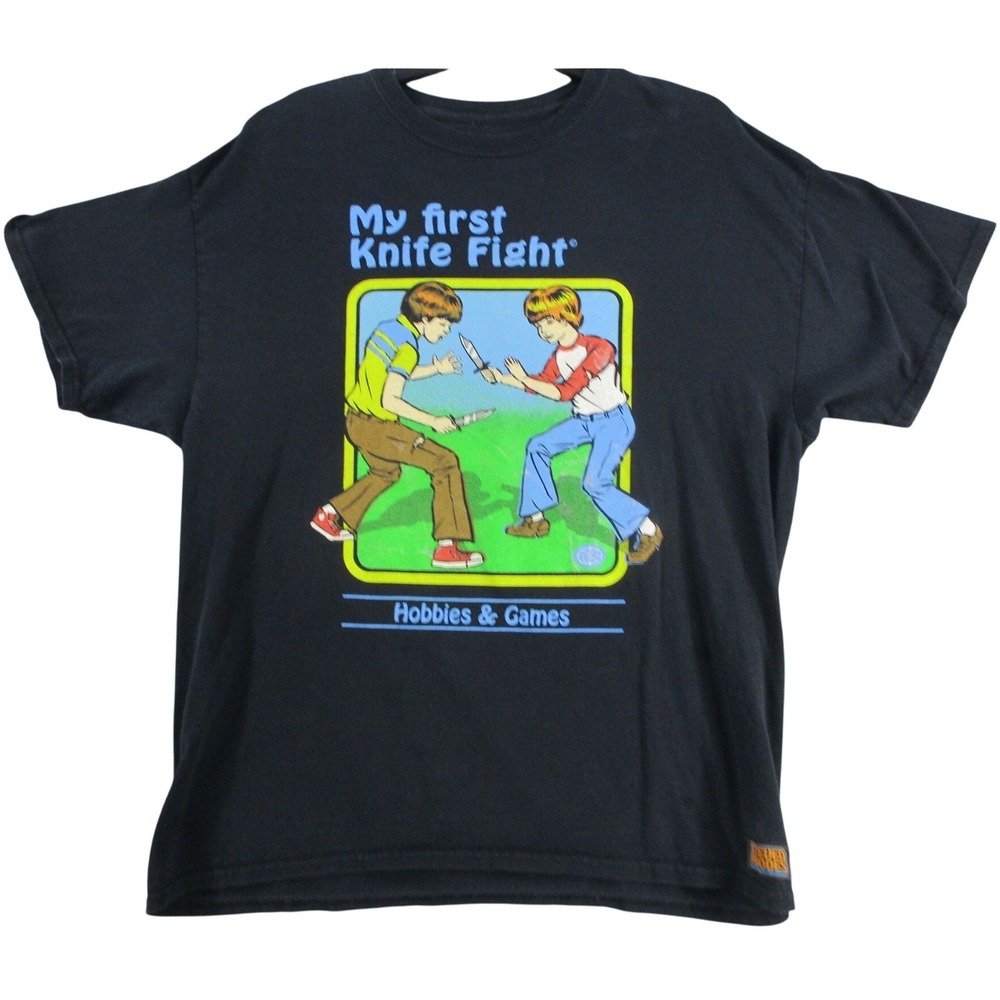 Steven Rhodes My First Knife Fight Graphic T-Shirt Mens XL Black Hobbies & Games